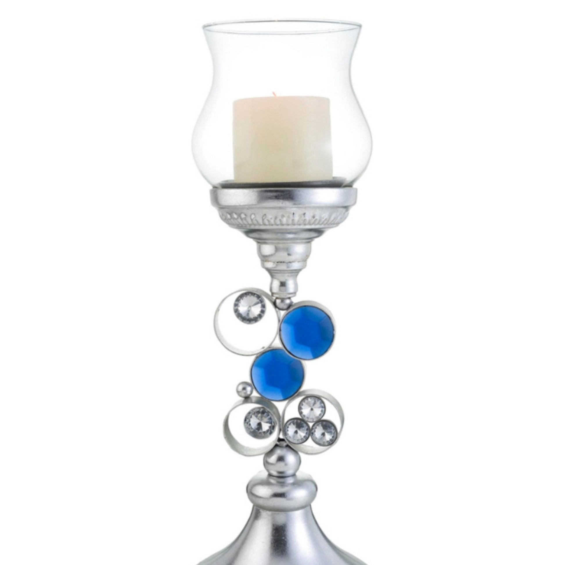 18" Tall Polyresin" Dazzle" Candleholder, Silver Finish Silver Polyresin