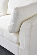 Modular Sofa Whitechenille Fabric, Simple And Grand, The Seat And Back Is Very Soft. This Is Also A Knock Down Sofa Creamy White White Chenille Wood Primary Living Space Medium Firm Light Duty Victorian Rectangle Acacia Rolled Arms Chenille 4 Seat