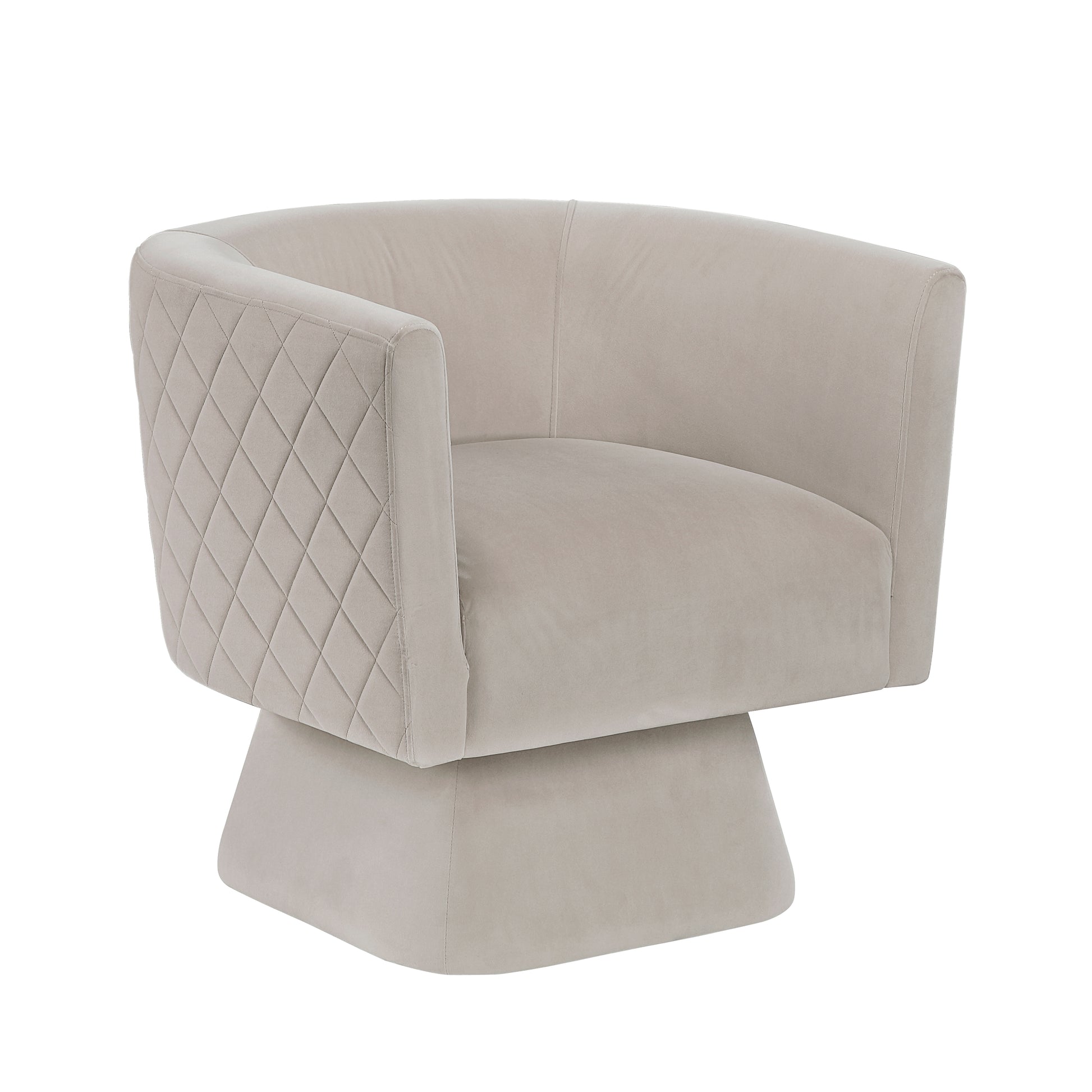 1Pc Swivel Chair Taupe Velvet Fabric Upholstery Solid Wood Diamond Pattern Stitched Back Comfort Chair Living Room Furniture Taupe Primary Living Space Contemporary Plywood,Solid Wood