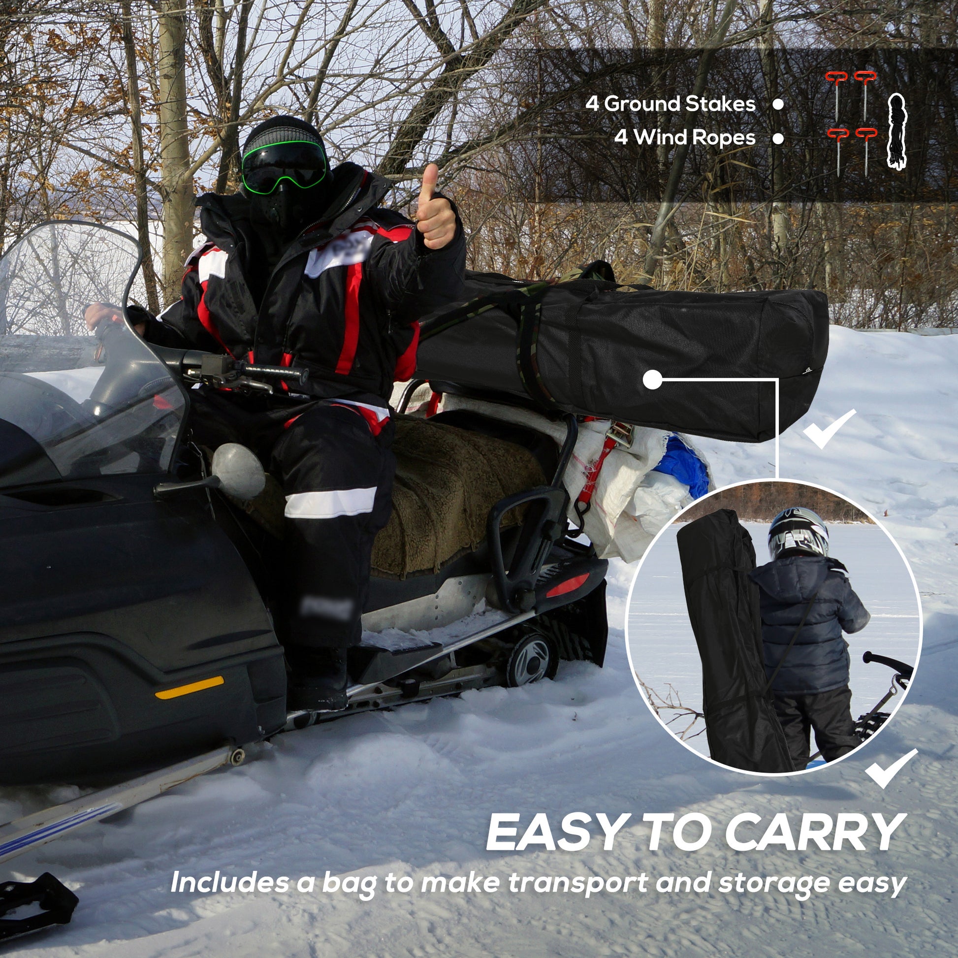 Outsunny 2 Person Ice Fishing Shelter, Pop Up Portable Ice Fishing Tent With Carry Bag, Windows And Anchors For Low Temp 22 , Black Black Cotton