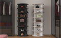 7 Tier Rotating Shoe Rack Tower, Spinning Shoe Display, 360 Shoe Rack Storage Round Carousel, Vertical Handbag Rotate Shoes Closet Organization, Christmas Gift White White Pvc