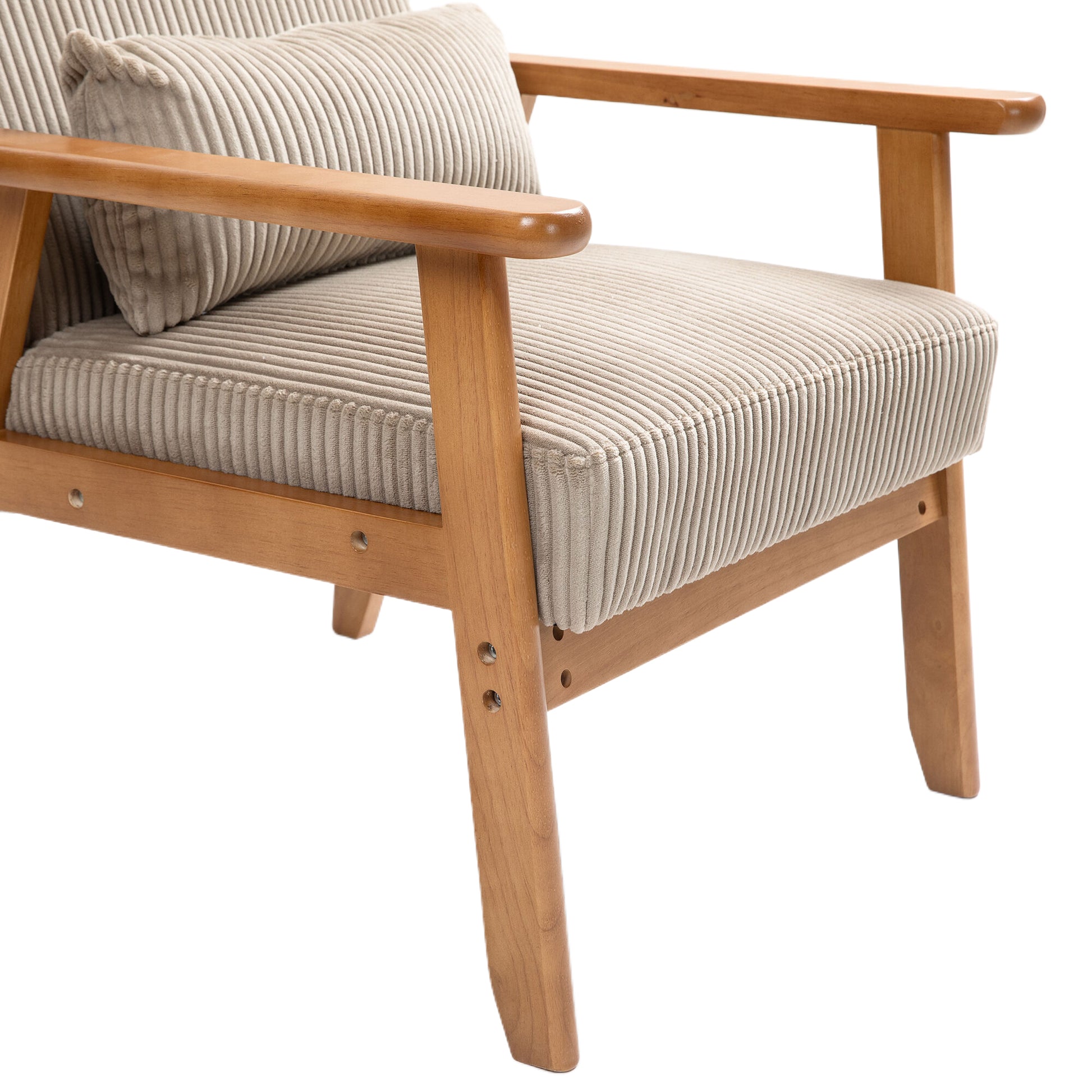 Leisure Chair With Solid Wood Armrest And Feet, Leisure Chair, Wood Frame, Velvet, Solid Rubber Wood Legs, Mid Century Modern Accent Chair, For Living Room Bedroom Studio Chair,Two Packs Camel Corduroy