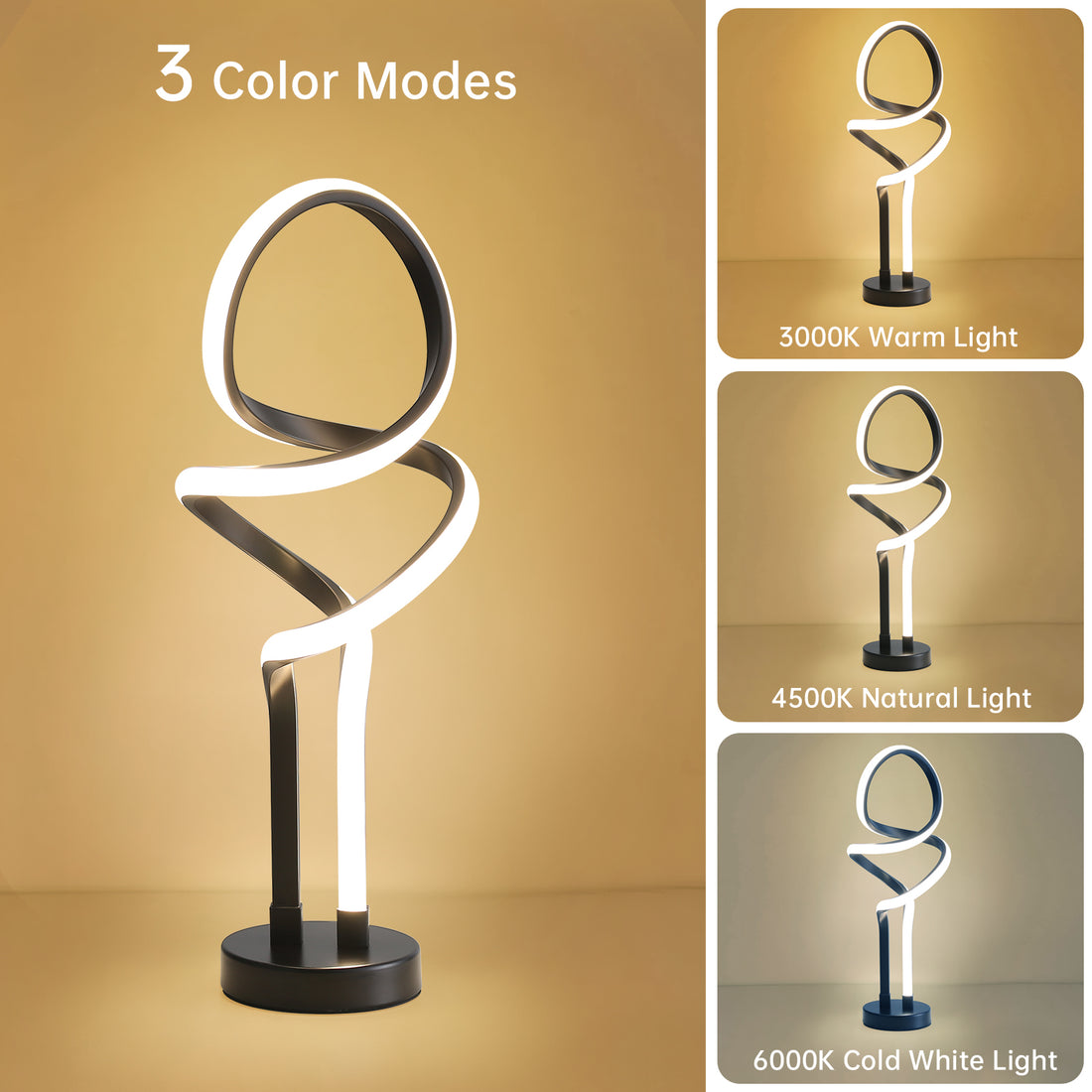 Small Unique Bedside Dimmable Led Table Lamp With Plug, Modern Desk Lamp For Girls Room, Living Room, Dresser Black Metal,Pvc