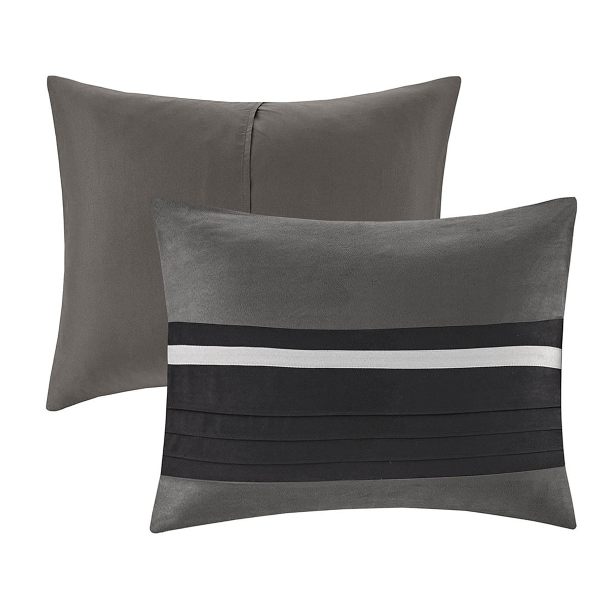 7 Pc Pieced Faux Suede Comforter Set Black King King Black Polyester
