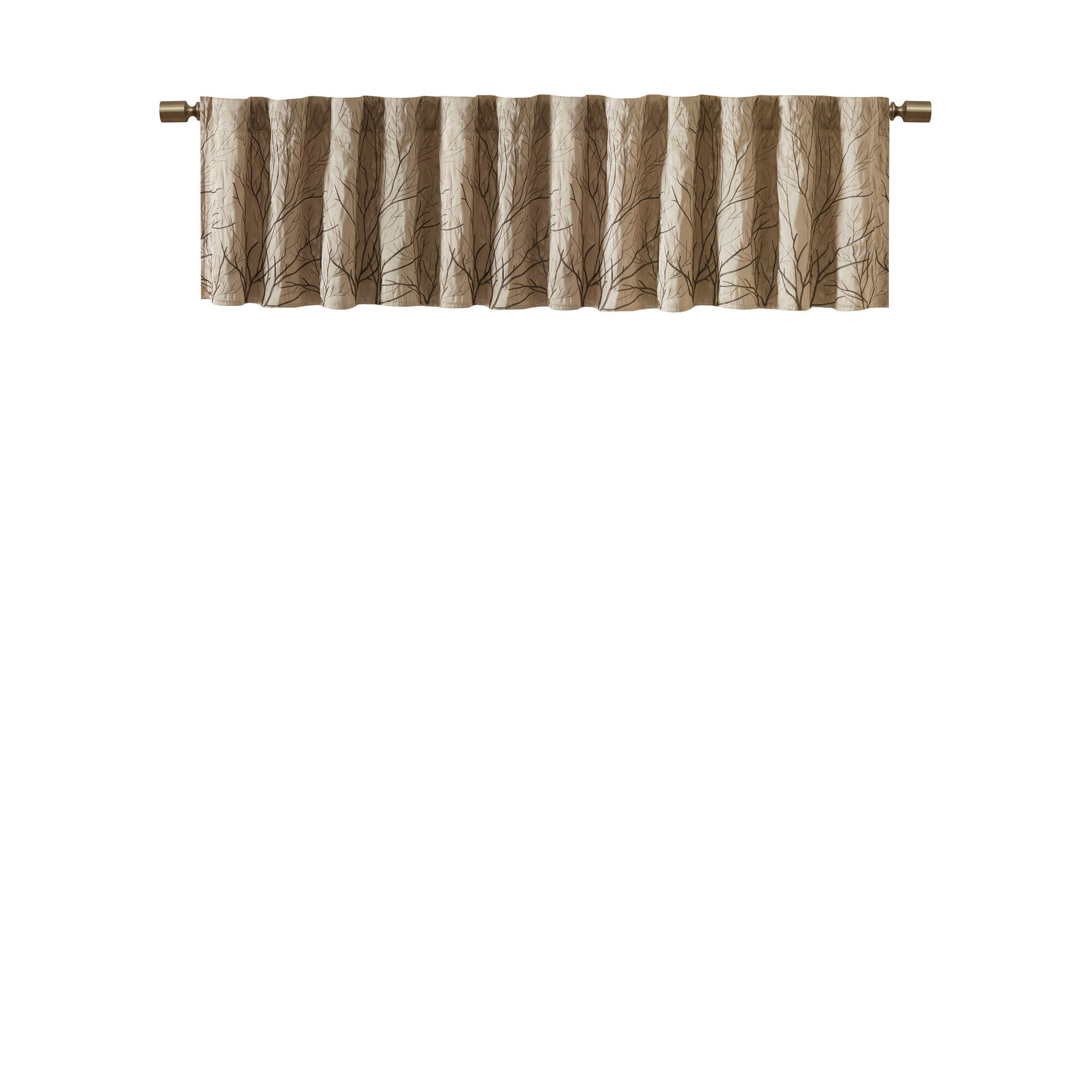 Faux Silk Embroidered Window Valance Tan 50X18" Tan Polyester