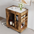 Mid Century Modern Style Movable Side Cabinet For Sofa, Household Brown Trolley Storage Locker And Shelf For Living Room. Black Brown Mdf