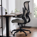Ergonomic Computer Mesh Chair With Flip Up Armrests,Lumbar Support, Backrest For Home Office, Grey Grey Metal