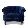 La Rosa Victorian Tufted Upholstered Accent Chair, Navy Blue Velvet Navy Blue Foam Velvet