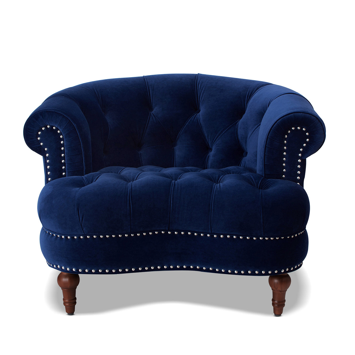 La Rosa Victorian Tufted Upholstered Accent Chair, Navy Blue Velvet Navy Blue Foam Velvet