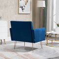 Coolmore Velvet Armchair Single Sofa Modern Tufted Upholstered Side Reading Chairs With Arm And Gold Metal Leg For Living Room Bedroom Navy Navy Foam Velvet