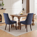 Rayon Cloth Flocking Linen Dining Chairs Channel Kitchen Dinner Chair Comfy Fabric Upholstered Accent Chair For Dining Room With Curved Solid Wood Legs,Set Of 2 Blue , Sw1847Bl Blue Light Brown Dining Room American Design,American Traditional Dining