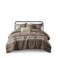 5 Piece Stripe Herringbone Comforter Set With Throw Pillows Brown Full Queen Brown Polyester