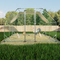 10 Ft. X 13 Ft. Galvanized Large Metal Walk In Chicken Coop Cage Farm Poultry Run Hutch Hen House Silver Metal