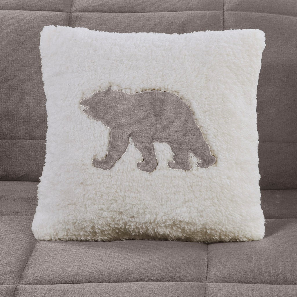Plush To Sherpa Down Alternative Comforter Set King Grey Ivory Polyester