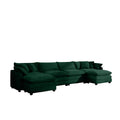 Corduroy Sofamodern Upholstered 4 Seater With 3 Footstools Corduroy Fabric Sofaoffice Living Room Apartment Comfortable Sofa, Easy To Assemble With 2 Arm Pillows And 4 Throw Pillows Green Corduroy 4 Seat