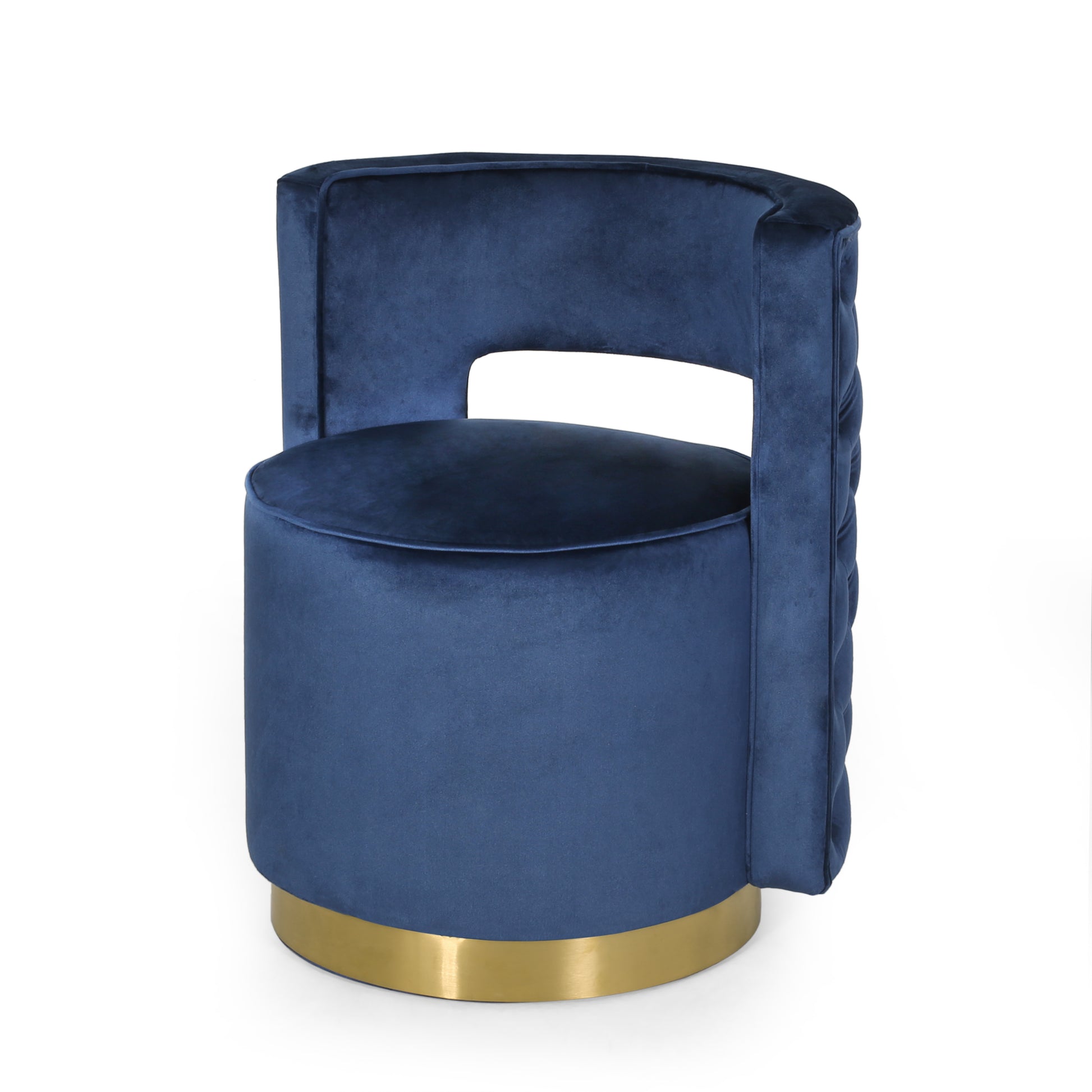 Swivel Arm Chair Blue Velvet