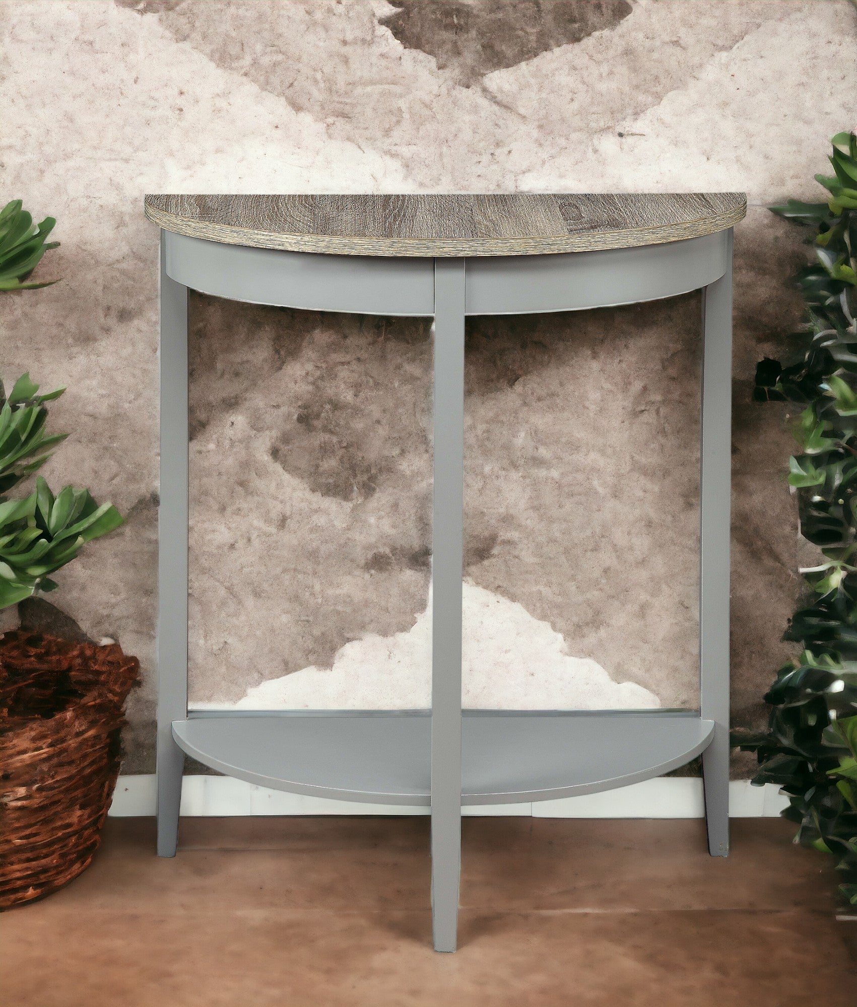 Justino Natural Oak & Gray Finish Console Table Gray,Oak Synthetic Wood