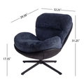 360 Swivel Accent Chair, Modern Chenille Lounge Chair With Faux Leather And Black Metal Base Frame, Comfortable Reading Chair For Small Spaces, Living Room, Bedroom, Reading Corner, Office, Navy Blue Black,Navy Blue Brown Primary Living Space American
