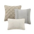 7 Piece Textured Cotton Blend Comforter Set Gray Cal King California King Multicolor Polyester