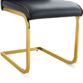 Luxury Simple Arch Chair Set Of 2 Black Pu Material High Resilience Dining Chair With Arched Metal Gold Leg. Black Gold Set Of 2 Metal,Pu
