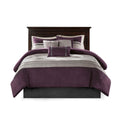 7 Pc Pieced Faux Suede Comforter Set Purple Queen Queen Purple Polyester