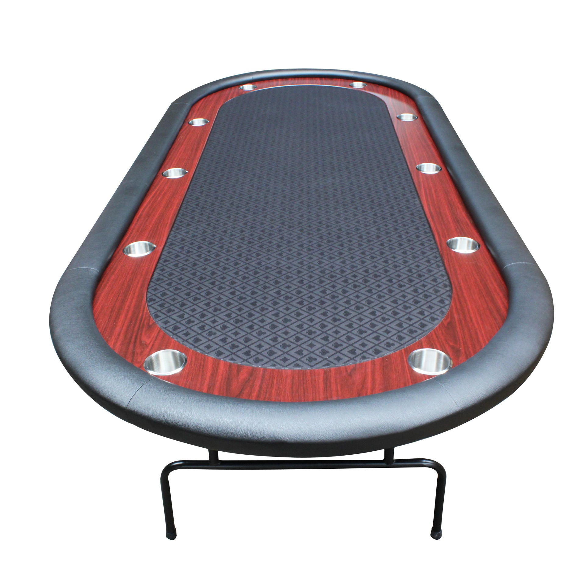 96" Light Series Foldable Poker Table With Wooden Racetrack Felt Stainless Legs Cup Holders Black Black Primary Living Space Modern Wood Stainless Steel
