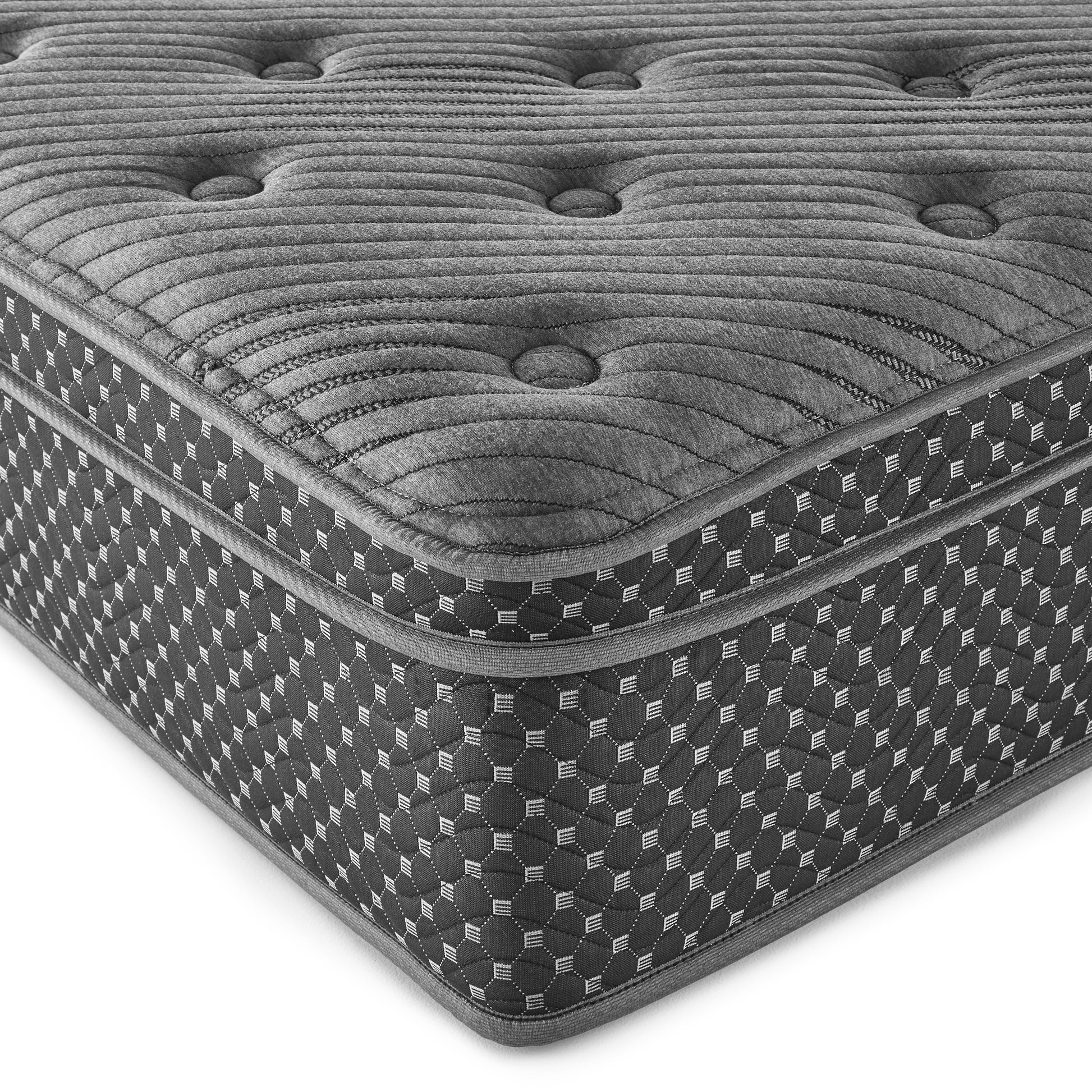13" Quilted Eurotop Hybrid Queen Mattress, Plush Gray Foam Spring Queen