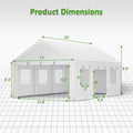 13X20 Heavy Duty Steel Carport Storage Canopy Garage Tent W Removable Sidewalls White Metal
