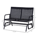 Outsunny Patio 2 Person Wicker Glider Bench Rocking Chair, Outdoor All Hand Woven Pe Rattan Loveseat W Ergonomic Design Rocking System For Patio, Garden, Porch, Lawn, Black Black Steel