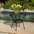 Figi Pe 34In Glass Table Kd Brown Multi Iron