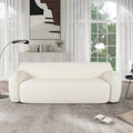 81.5'' Minimalist Curved Upholstered Sofa, 3 Seat Modular Casual Sofa For Living Room, Bedroom, And Apartments Beige Polyester 3 Seat