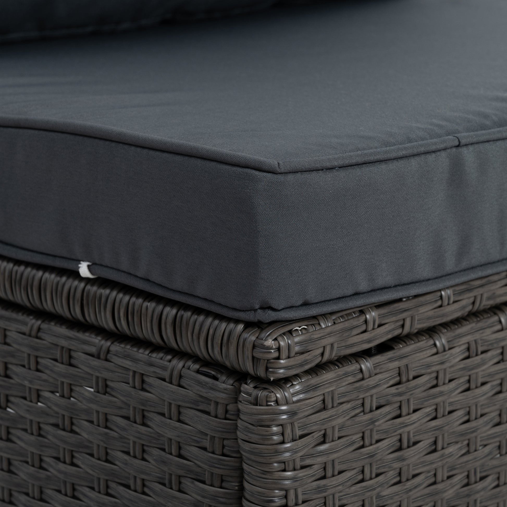 Patio Furniture, Outdoor Furniture, Seasonal Pe Wicker Furniture,7 Pcs Set Wicker Furniture With Lounger Sofa Yes Dark Gray Seats 6 Pe Rattan Iron Waterproof Fabric