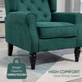 Homcom Button Tufted Accent Chair With High Wingback, Rounded Cushioned Armrests And Thick Padded Seat, Dark Green Dark Green Polyester