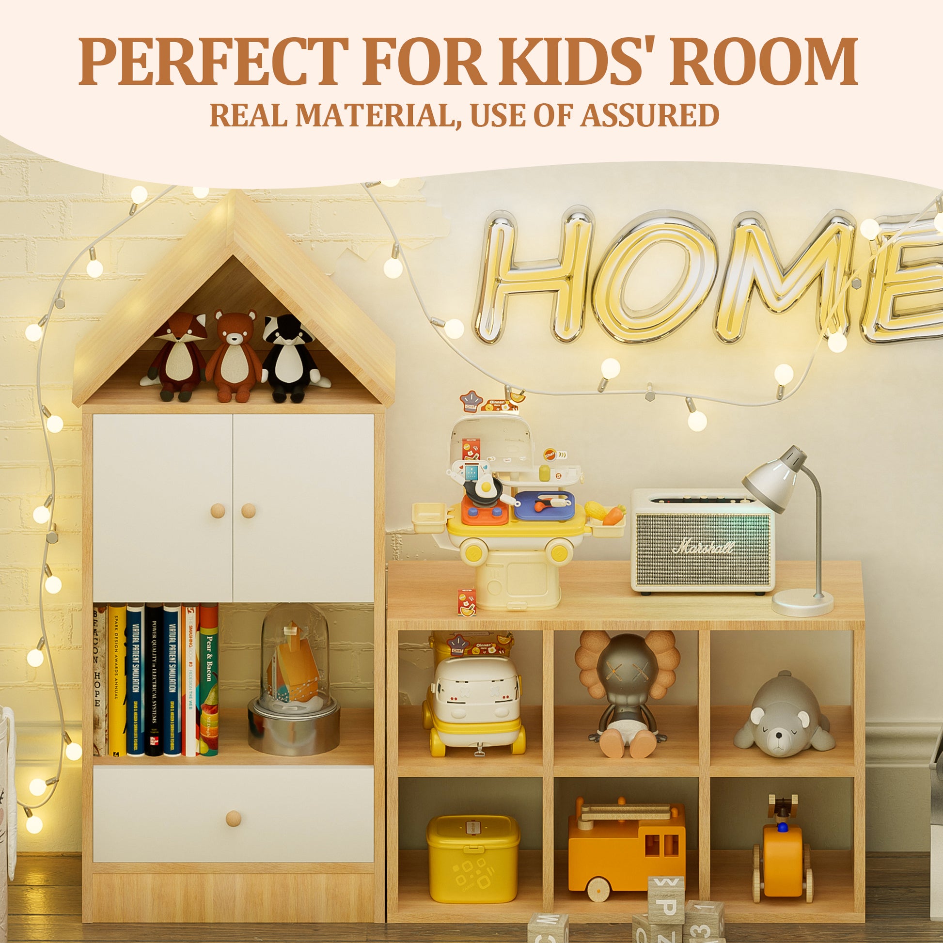 Versatile Children'S Bookshelf With House Shaped Design, Multi Functional Storage For Books And Toys, Adjustable Placement, Durable Kids Organizer For Playroom Or Bedroom Easy Assembly & Safe For