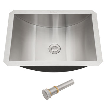 18"X13" Brushed Nickel Stainless Steel Undermount Bathroom Sink With Pop Up Drain Brushed Nickel Stainless Steel