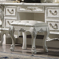 Champagne And Bone White Tufted Vanity Stool White Vanity Stools Bedroom Rectangular White Tufted Cushions Faux Leather