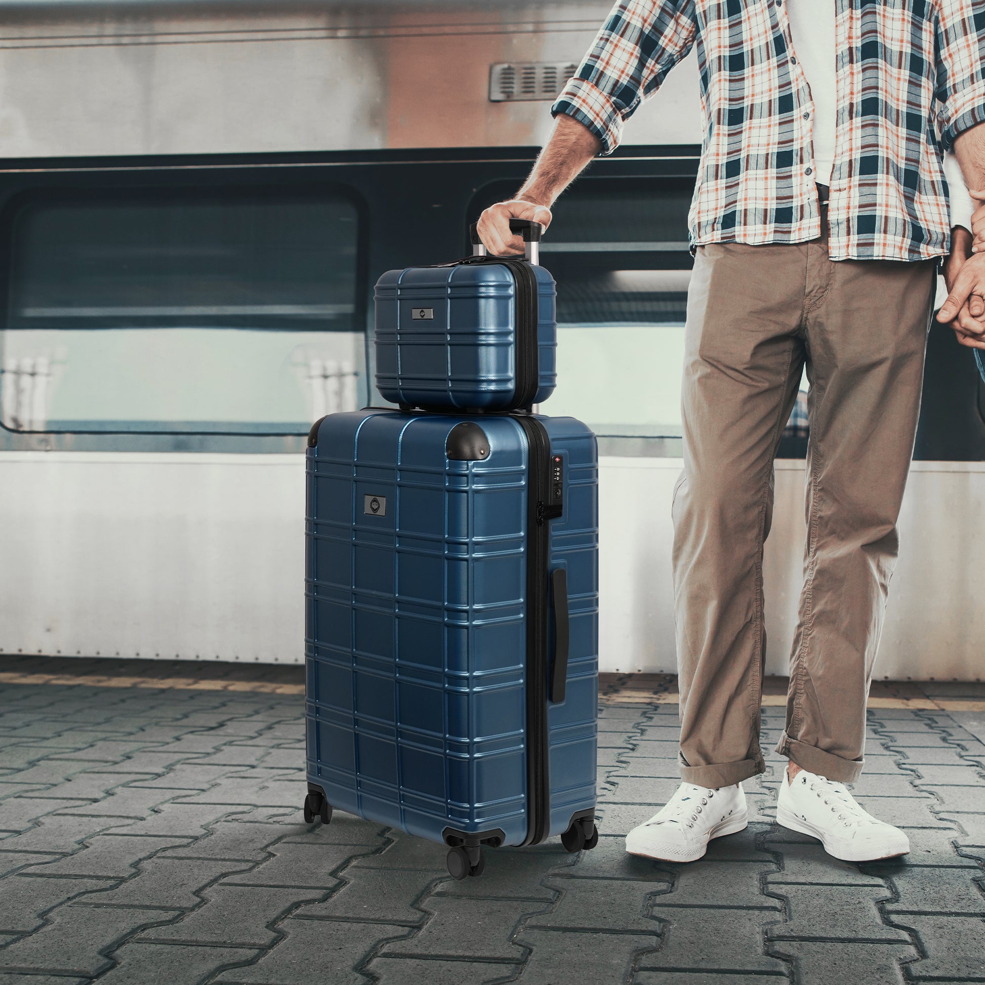 Luggage Sets Abs Pc Hardshell 4Pcs Luggage Hardside Lightweight Durable Suitcase Sets Spinner Wheels Suitcase With Tsa Lock 12 20 24 28 ,Pearl Blue Blue Abs Pc