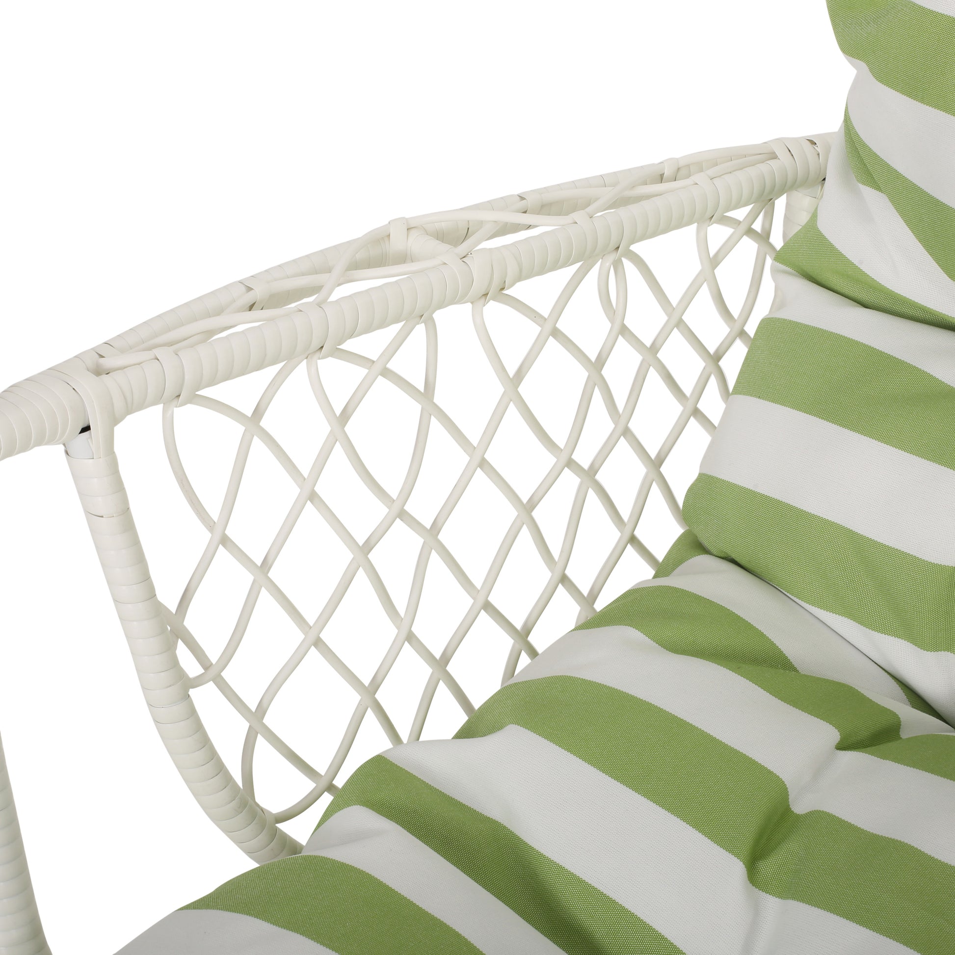 Malia Hanging Chair White Green Fabric