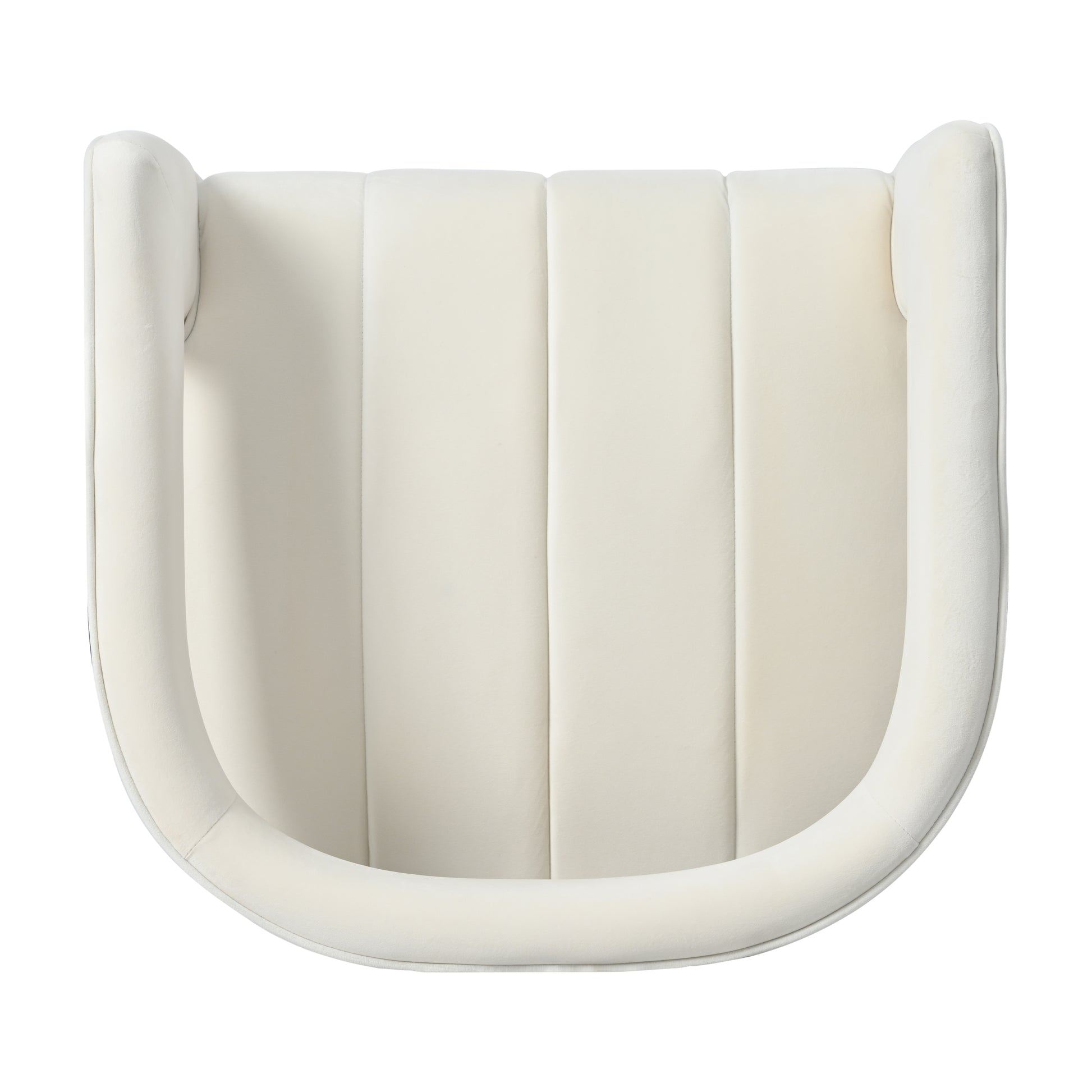 Modern Velvet Accent Chair With Ribbed Detail, Luxury Curved Fully Upholstered Accent Chair, Ivory White No Assembly Needed Ivory White Velvet