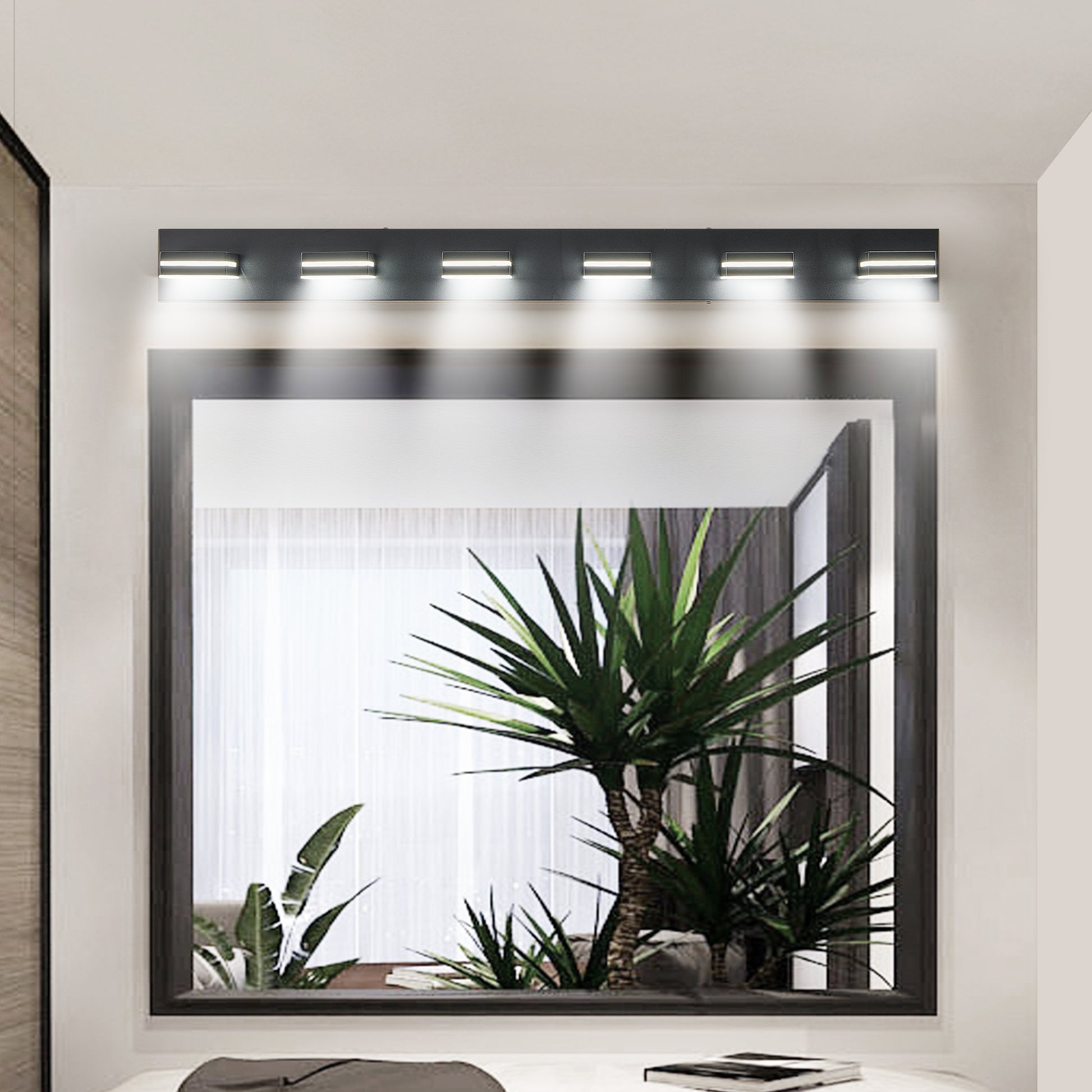 Modern Black Led Vanity Light, 6 Lights Wall Sconce For Bathroom And Mirror, Sleek Minimalist Design, Energy Efficient, Easy To Install Black Iron