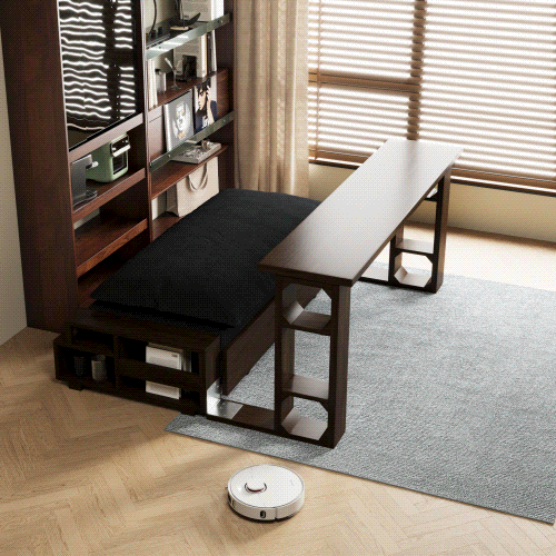 3 In 1 Convertible Sleeper Sofa Bed,Modern Velvet Loveseat Couch With Pull Out Bed,Small Beautiful Seat Futon Sofa Bed With Convertible Office Desk,Black Black Metal & Wood 2 Seat