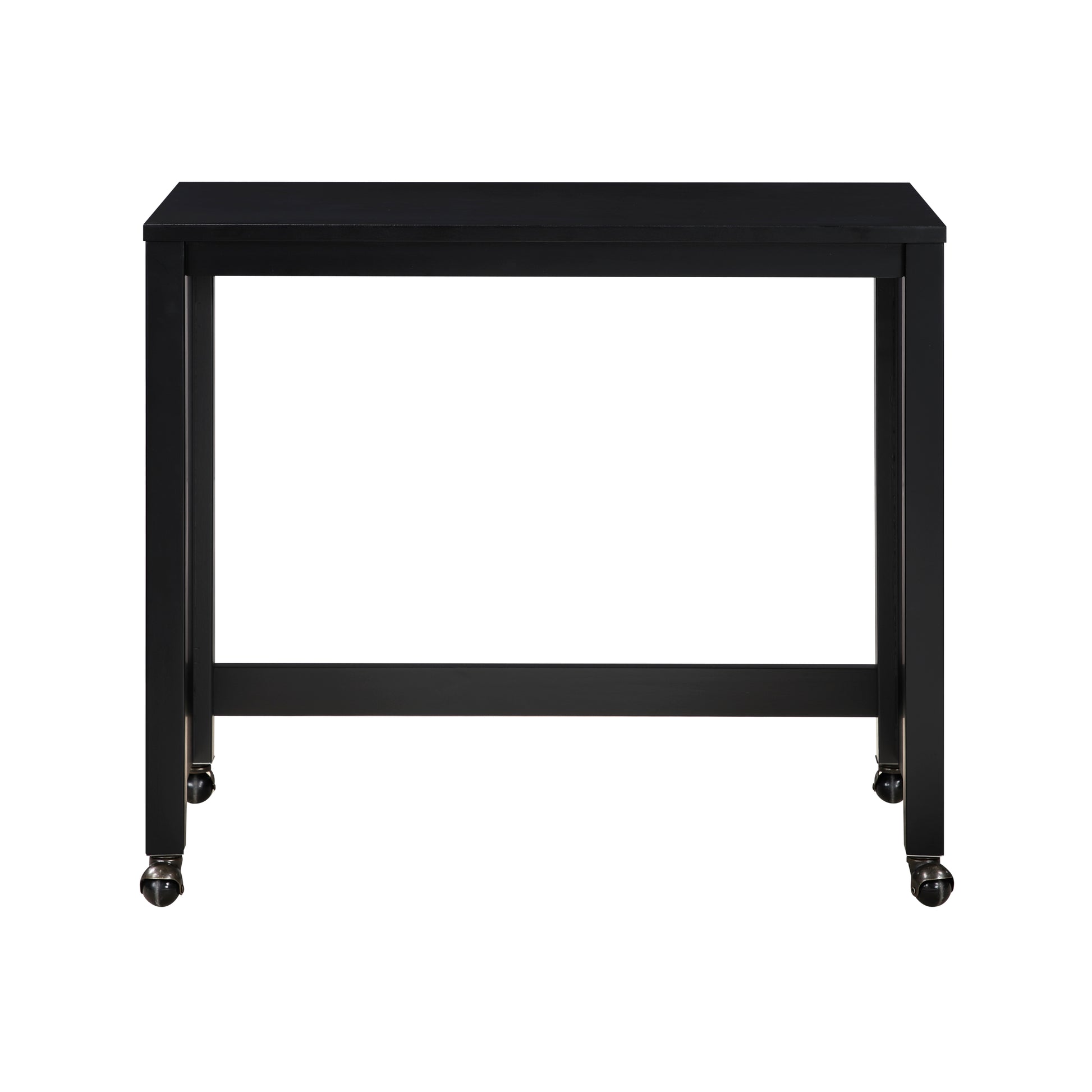 Desks And Stool Set 3Pc Black Finish Rolling Desk With Casters, 2 Charging Ports Home Office Furniture Black Primary Living Space Contemporary Desk Rectangular Wood