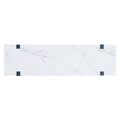 Retro Elegant Console Table With Marble Effect Top And Versatile Storage Solutions For Entryway And Living Room Navy Navy Solid Wood Mdf