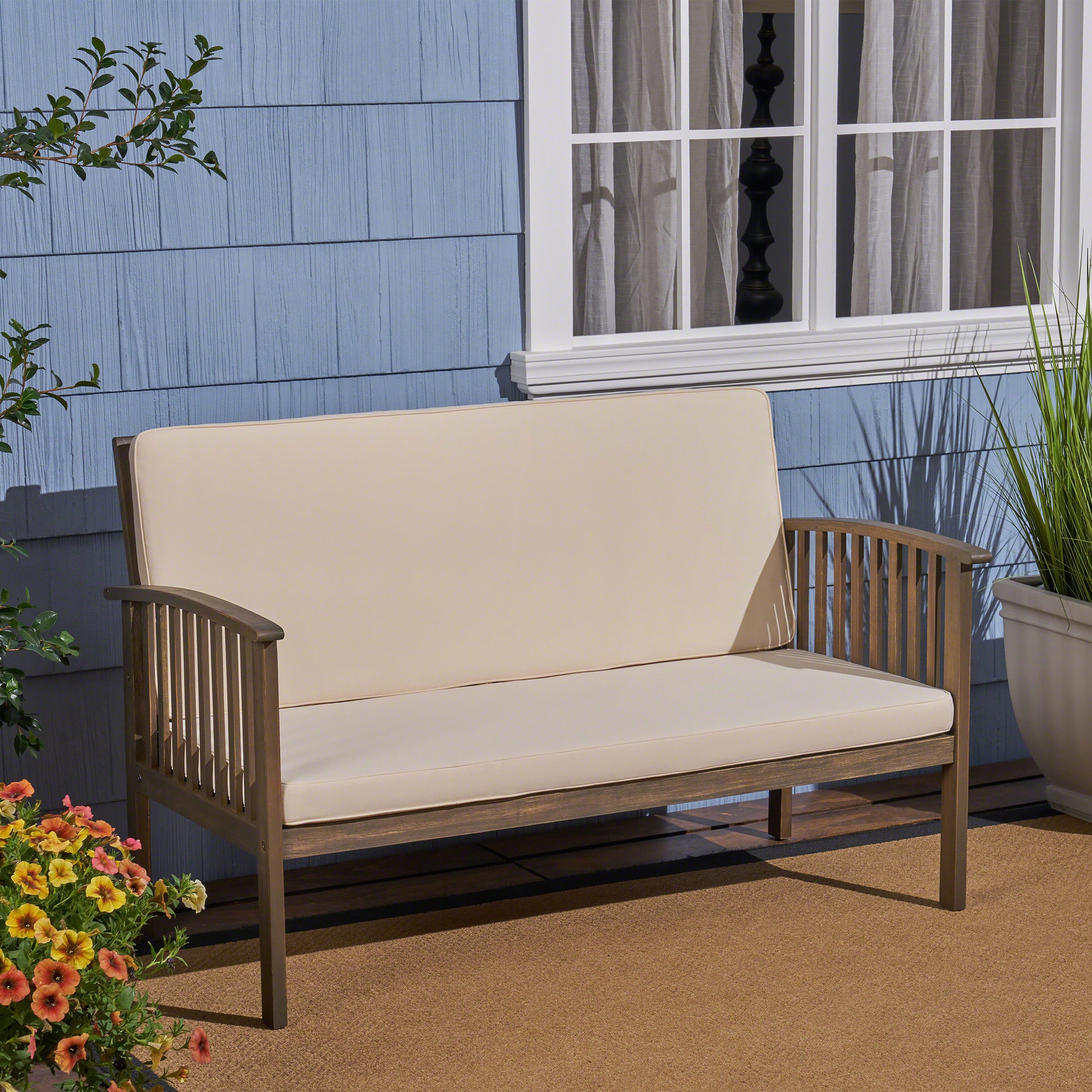 Casa Acaciaseat Grey Cream Wood Waterproof Fabric