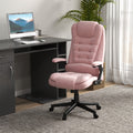 Homcom 6 Point Vibrating Massage Office Chair With Heat, Velvet High Back Executive Office Chair With Reclining Backrest, Padded Armrests And Remote, Pink Pink Polyester