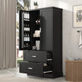 Tall Bathroom Storage Cabinet, Cabinet With Two Doors And Drawers, Adjustable Shelf, Mdf Board, Black Black Mdf