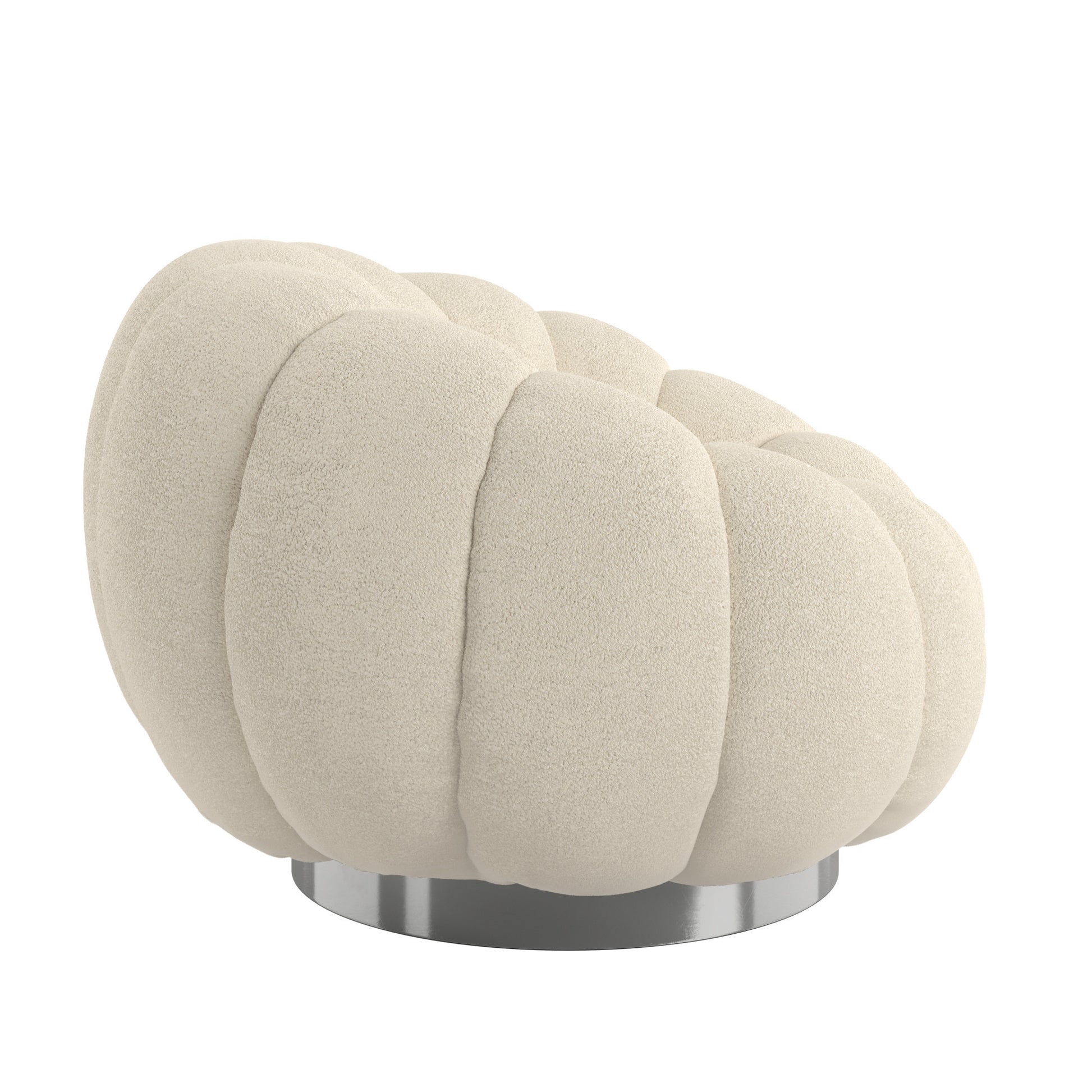 Lillie White Pumpkin Swivel Accent Chair White Foam Solid Wood