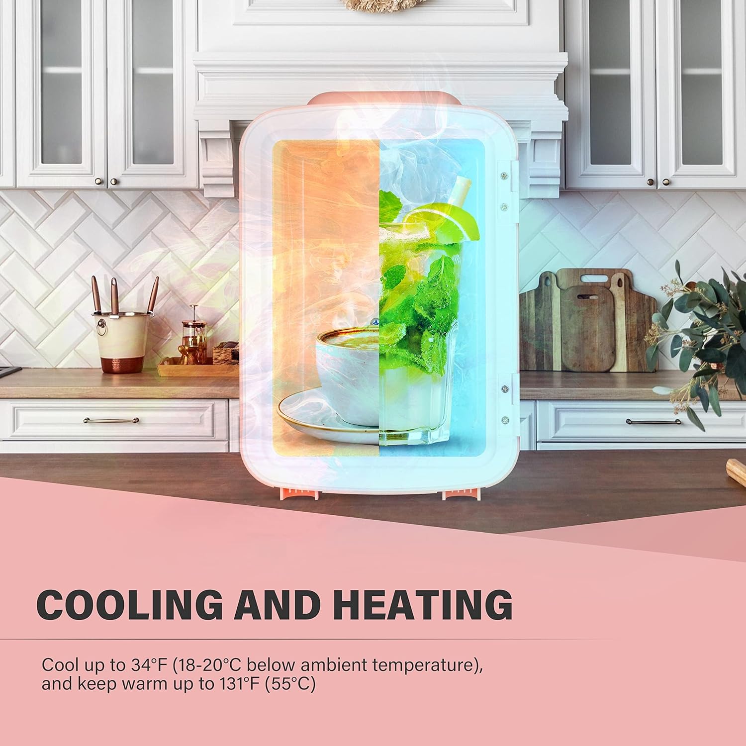4 Liter 6 Can Mini Fridge Portable Cooler & Warmer Compact Refrigerator For Skincare, Cosmetics, Beverage, Food, 4L, Pink Pink Plastic