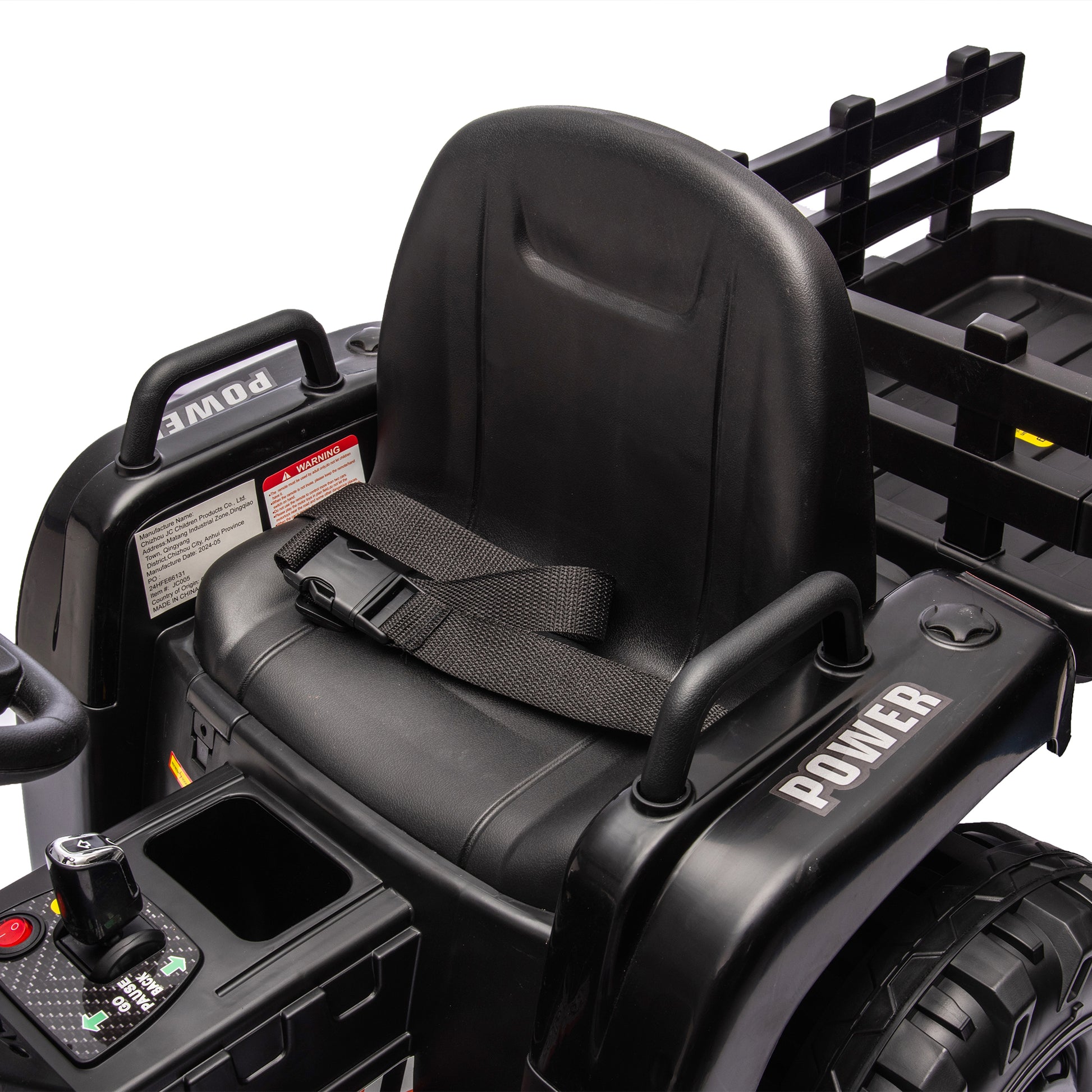 Ride On Tractor2.0 With Trailer,24V Battery Powered Electric Tractor Toy, 200W*2Motor 1.86 4.97Mph Remote Control,Electric Car For Kids,Three Speed Adjustable,Usb,Mp3 ,Bluetooth,Led Light, Safety Belt Black Polypropylene