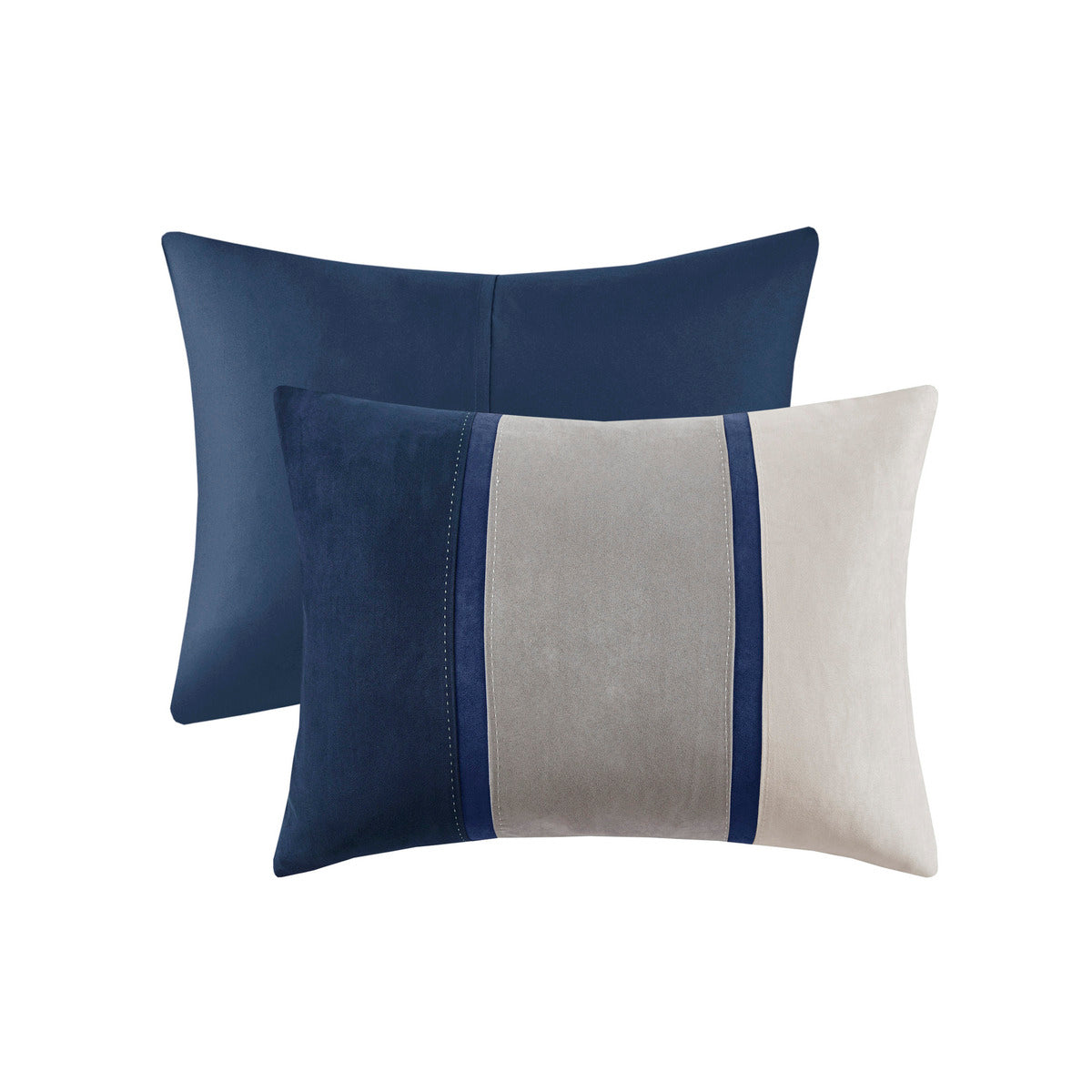 7 Piece Faux Suede Comforter Set Blue Cal King California King Blue Polyester